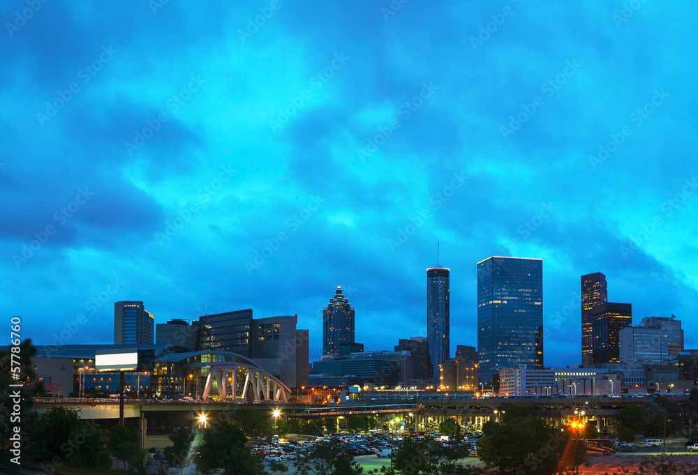 Downtown Atlanta at night time