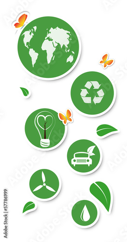 Round eco stickers, isolated on white