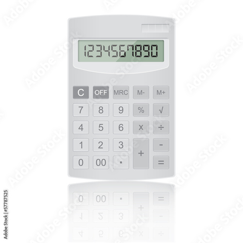 Realistic calculator on isolated white background