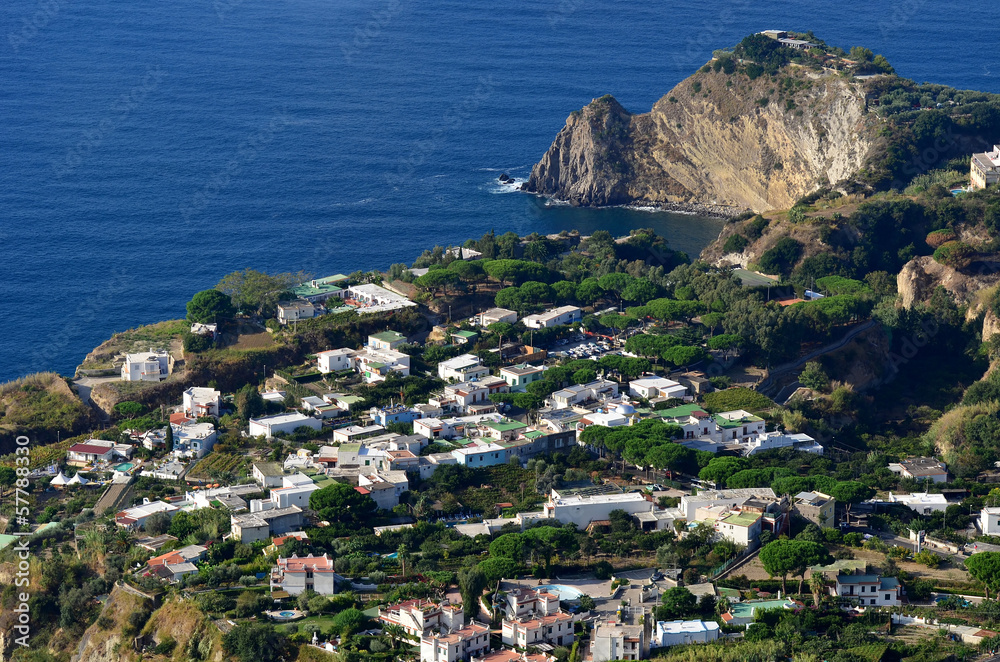 Aerial view of Panza village on Ischia island,Italy