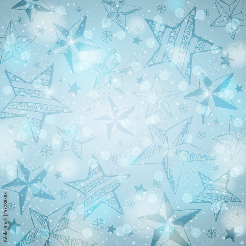 blue brightness background with christmas stars and snowflakes, © sunnyfrog