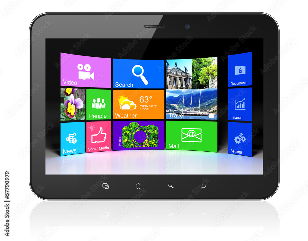 Desktop on black tablet pc computer Desktop on black tablet pc computer