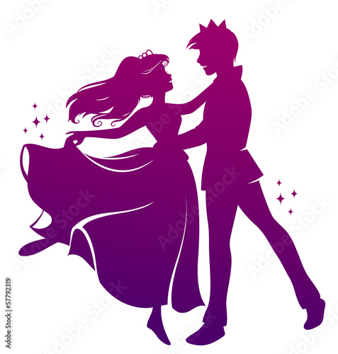 silhouette of prince and princess dancing
