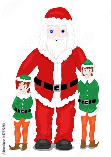 Babbo Natale con gli elfi