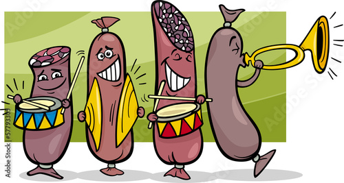 sausages band cartoon illustration