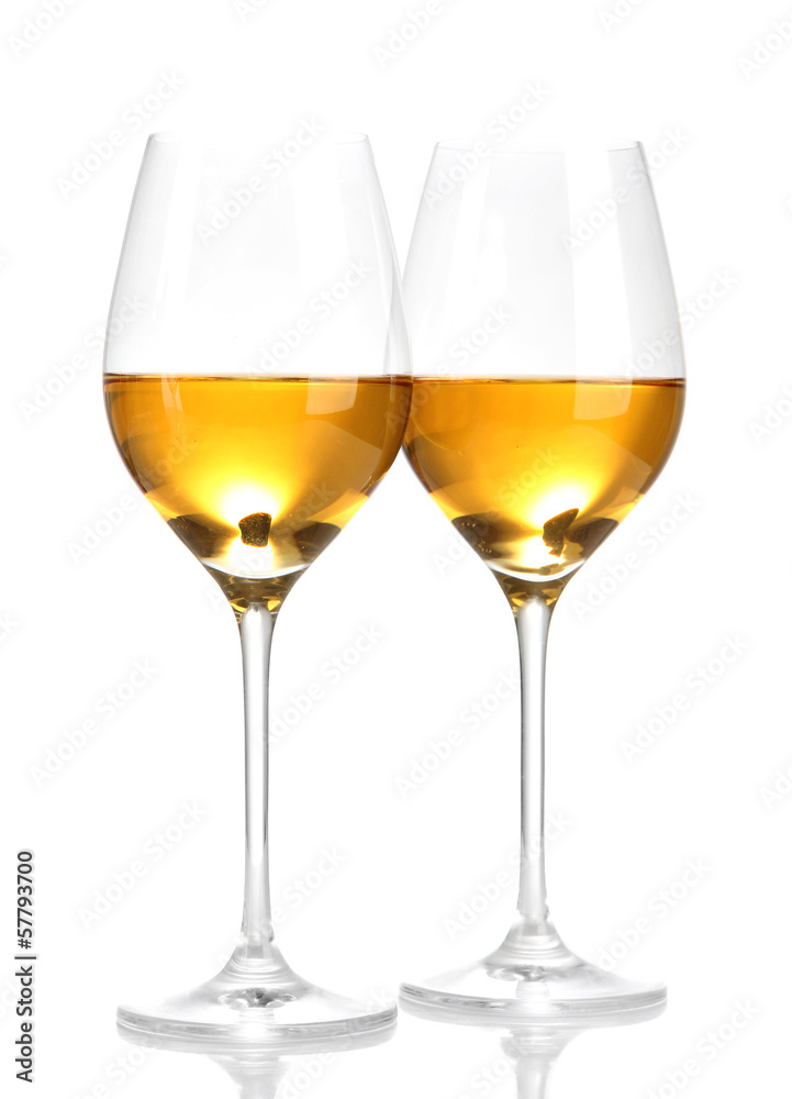 Wineglasses with white wine, isolated on white Wineglasses with white wine, isolated on white