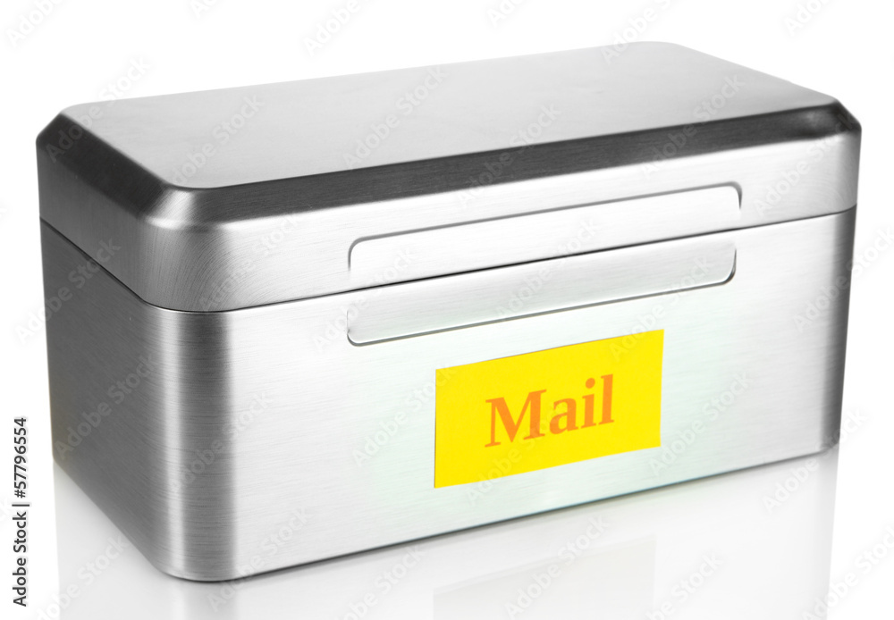 Metallic mailbox isolated on white Metallic mailbox isolated on white