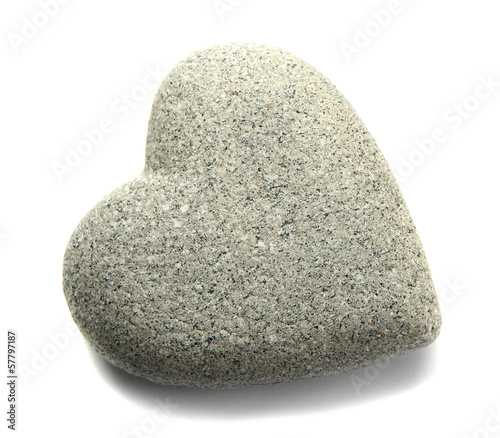 Grey stone in shape of heart, isolated on white