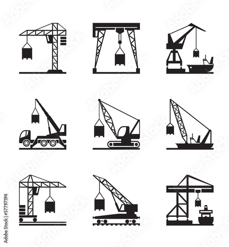 Various types of cranes - vector illustration photo
