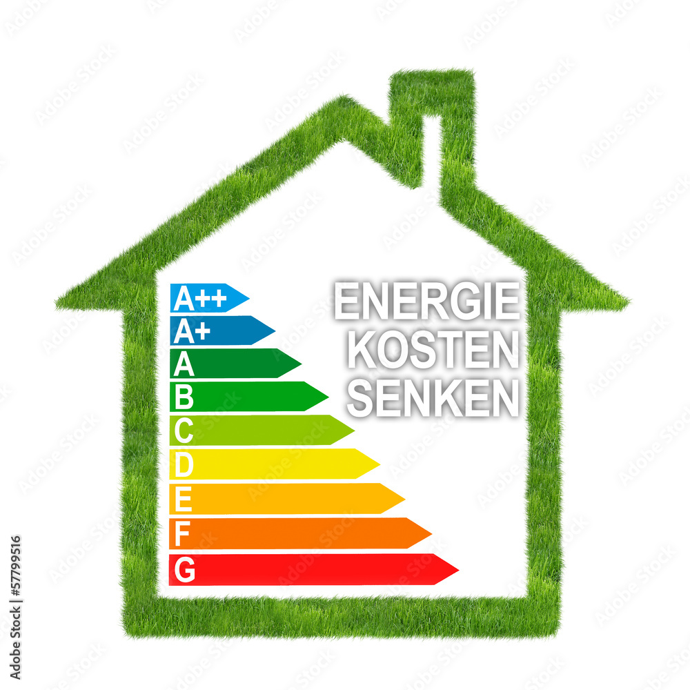 Haus mit Wiese und Energieeffizienzklassen Haus mit Wiese und Energieeffizienzklassen
