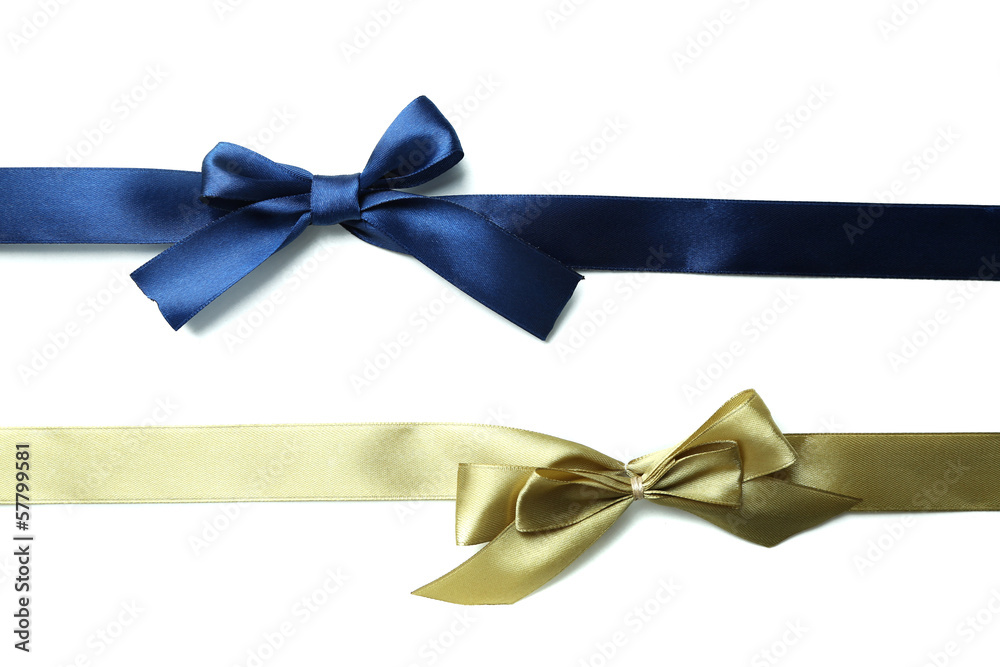 Fototapeta premium Color gift satin ribbon bows, isolated on white
