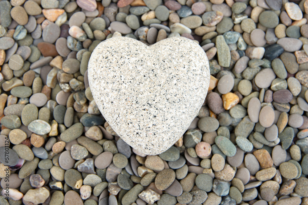 Heart on small sea stones, close up Heart on small sea stones, close up