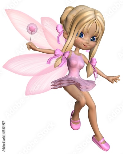 Cute Toon Ballerina Fairy in Pink - jumping