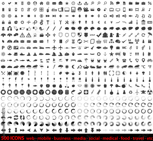 Large set of 500 detailed web icons
