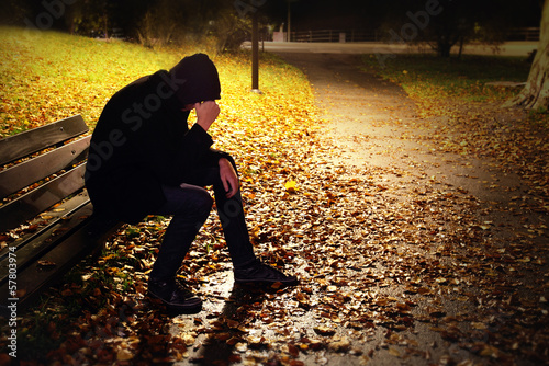 Depressed Man On Bench