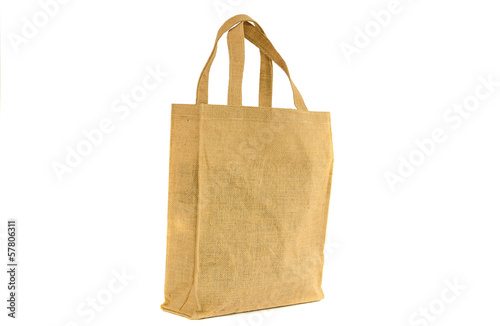 Shopping bag made out of recycled  sack with isolated white back