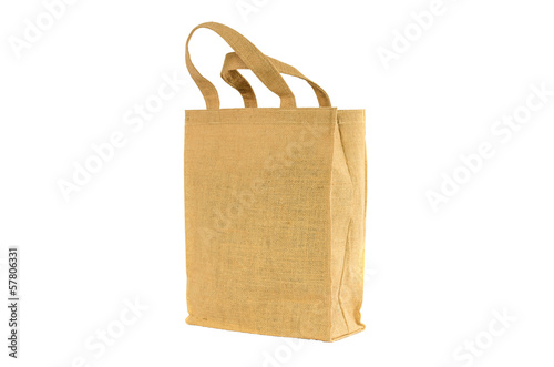 Shopping bag made out of recycled  sack with isolated white back