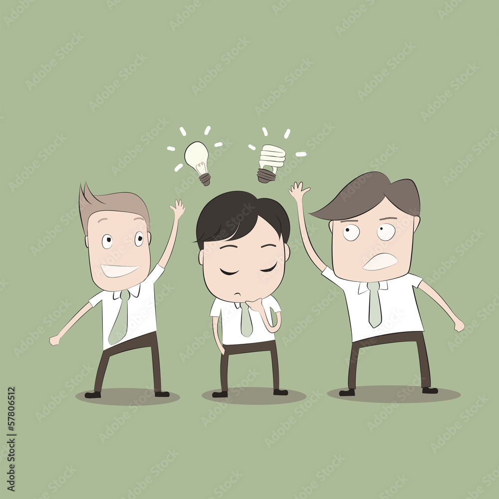 Vector cartoon of Businessmen is stealing idea from another man Vector cartoon of Businessmen is stealing idea from another man