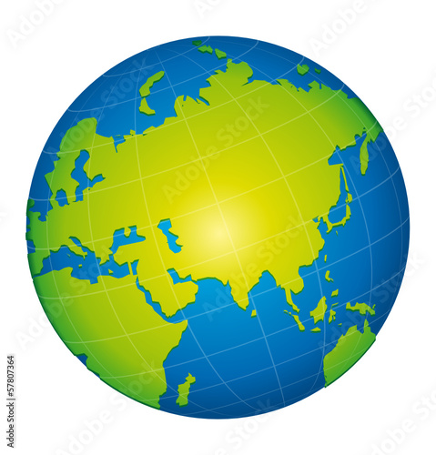 World globe icon. Asian and Russia view. Green concept.