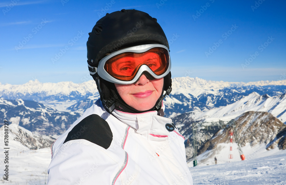 Portrait alpine skier. Ski resort of Kaprun,  Austria