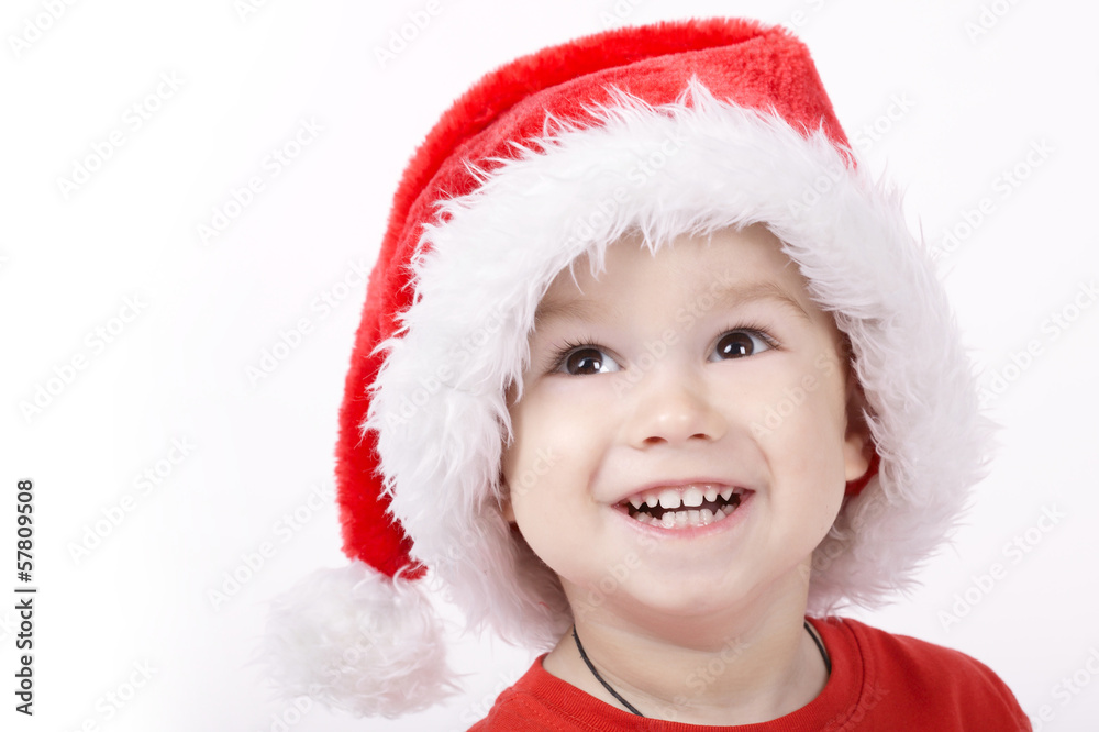 little cute boy with Santa hat little cute boy with Santa hat