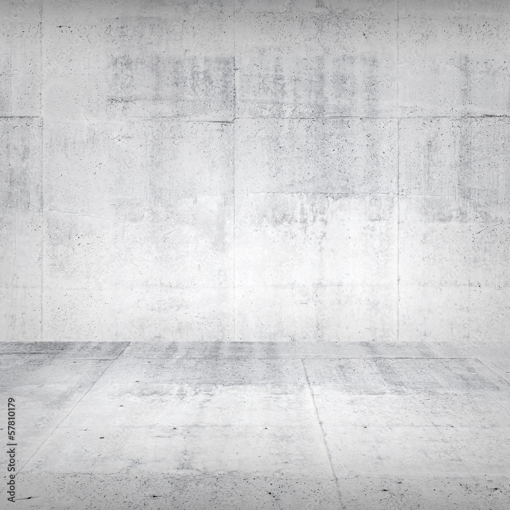 Abstract empty white interior with concrete wall and floor