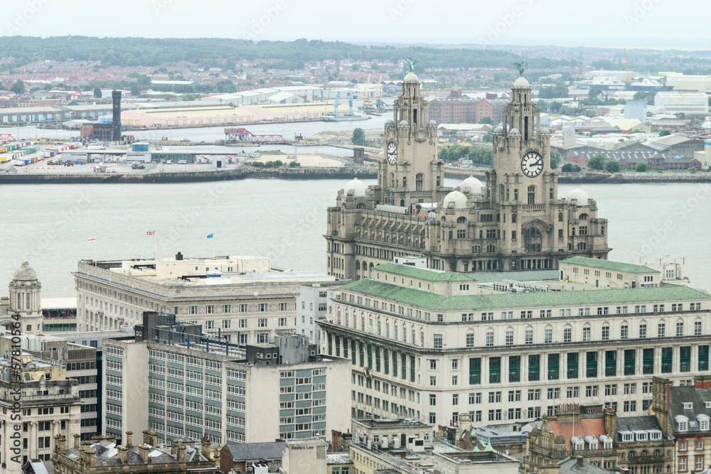 Birdseye view of Liverpool, UK