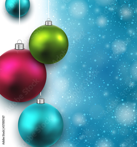 Blue background with christmas balls.