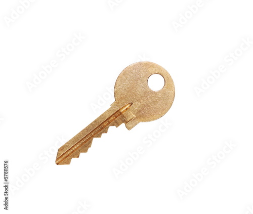 One old key isolated on white photo