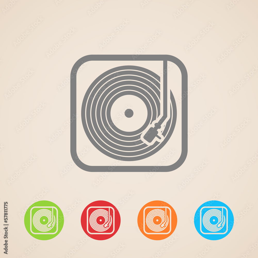 record player with vinyl record. vector icons record player with vinyl record. vector icons