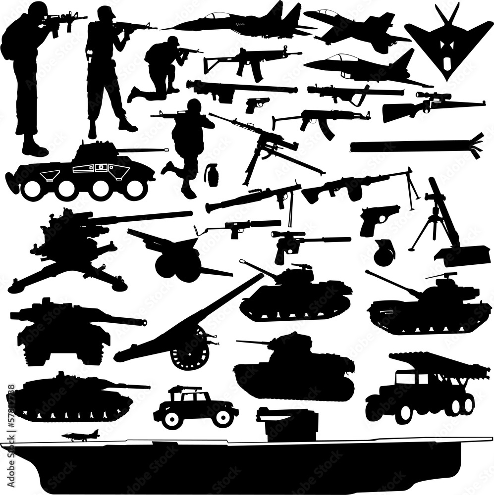 military objects collection -vector