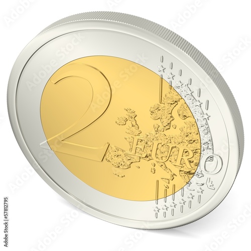 Zwei Euro Münze von oben