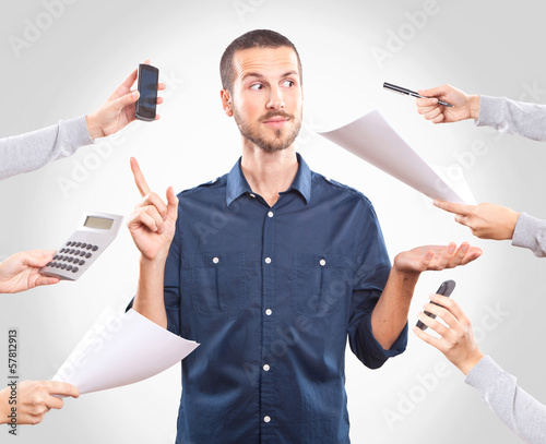 Young handsome man working