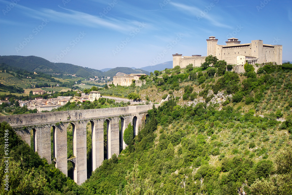 Aqueduct in Spoleto, Ponte delle Torri  Umbria, Italy