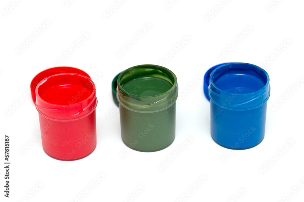 rgb jars of gouache isolated on white background rgb jars of gouache isolated on white background