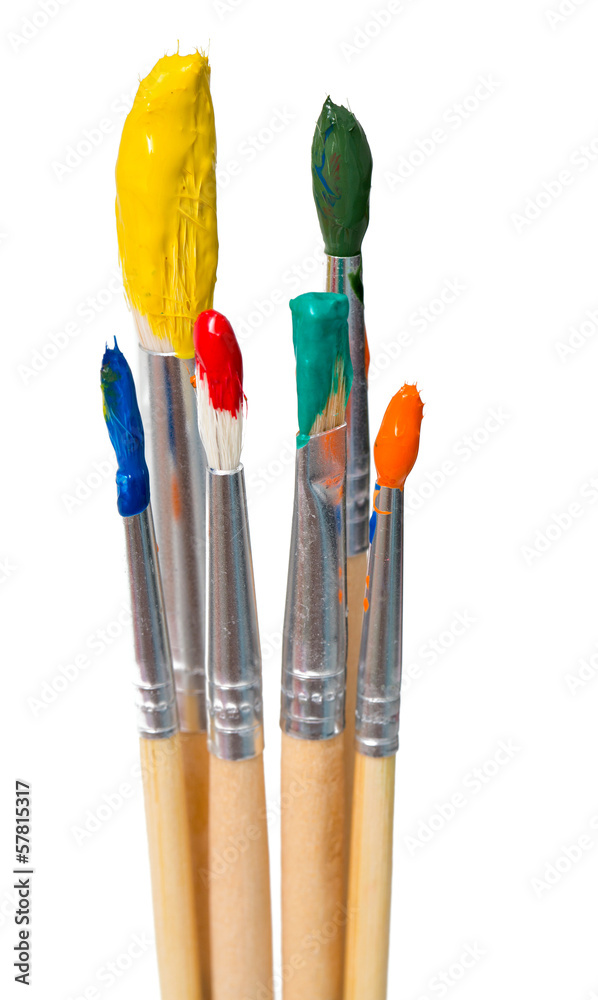 Fototapeta premium dirty brushes isolated on white background