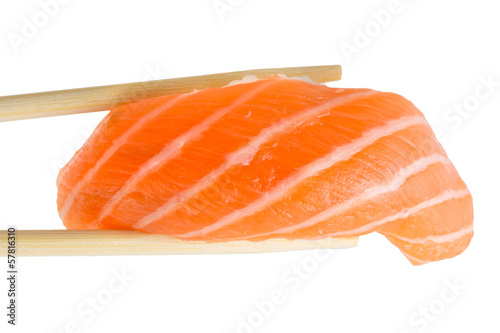 Salmon sushi nigiri isolate on white background