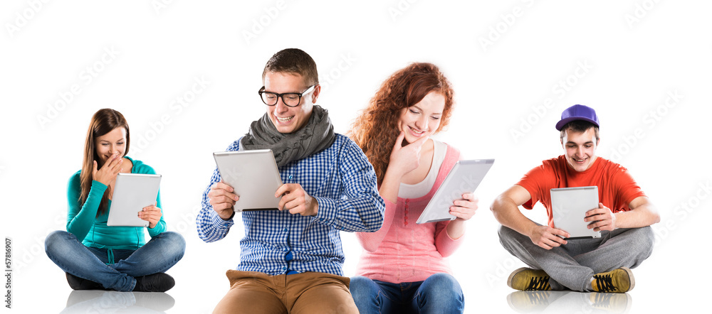 Young people with tablets