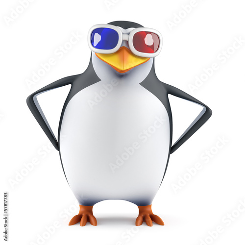 Φωτογραφία Penguin is relaxed in watching a 3d movie