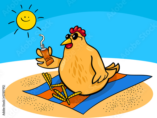chicken on the beach cartoon