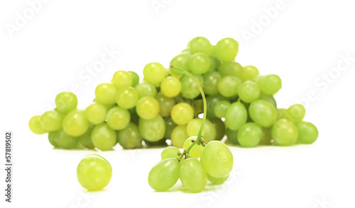 Close up of green ripe grapes.