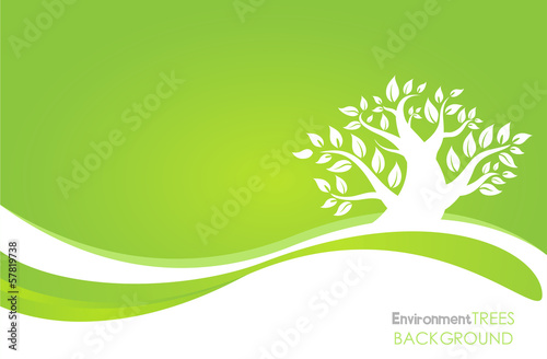 Silhouette of a tree with leaves on green backgroundtrees