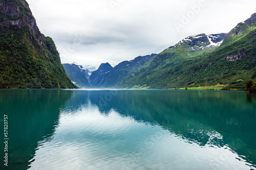 Mountain landscape and lake Oldenvatnet, Norway. photo