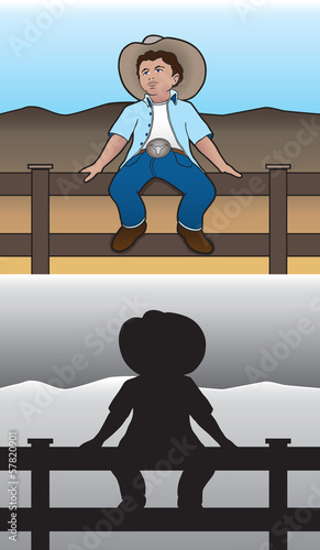 Cowboy on fence