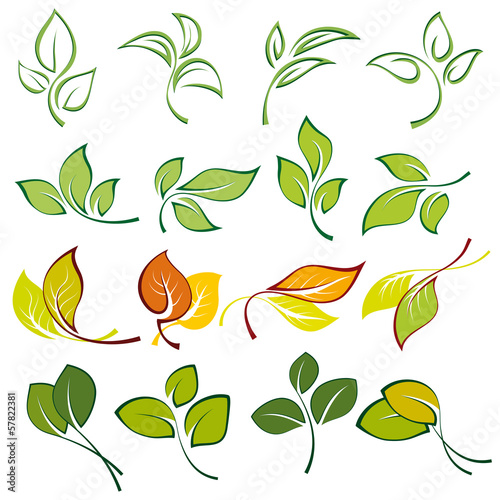 set of logos of multi-colored leaves