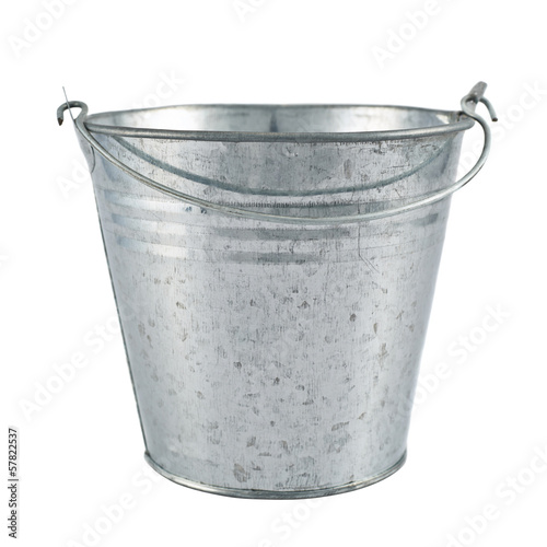 Metal zinc bucket isolated photo