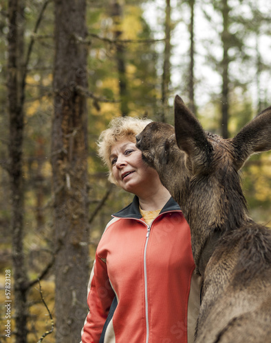woman with moose