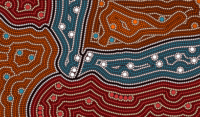 Papier peint photo Océanie Art aborigène en peinture pointilliste  © dedoma