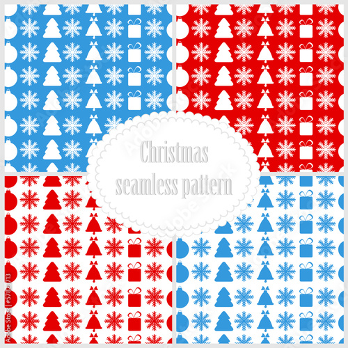 set of seamless Christmas patterns.collection of New Year festiv