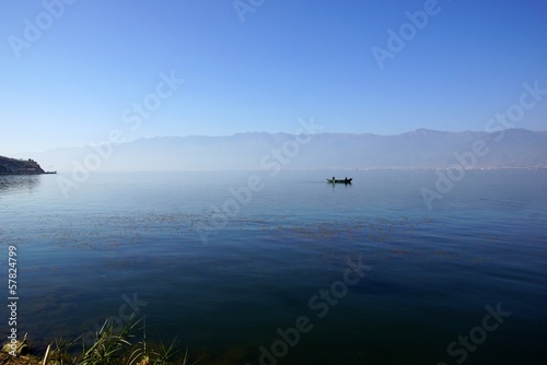 People fishing on Erhail lake, Dali, Yunnan province, China